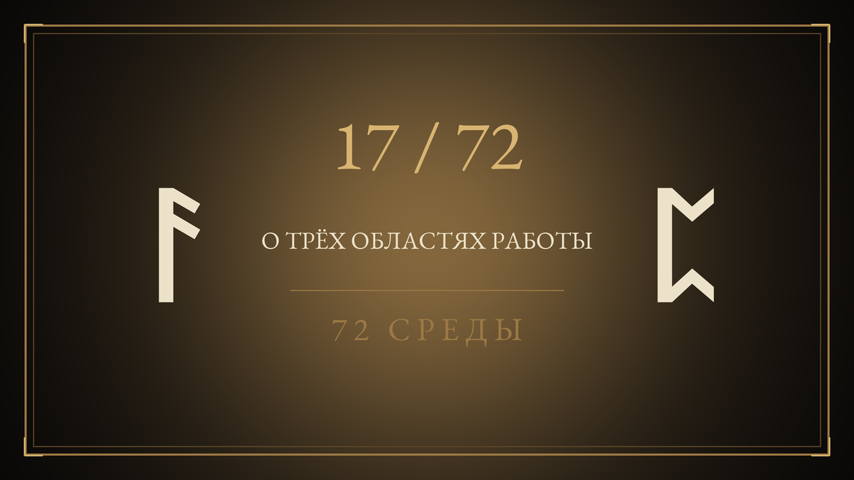 Среда 17. О трёх областях работы